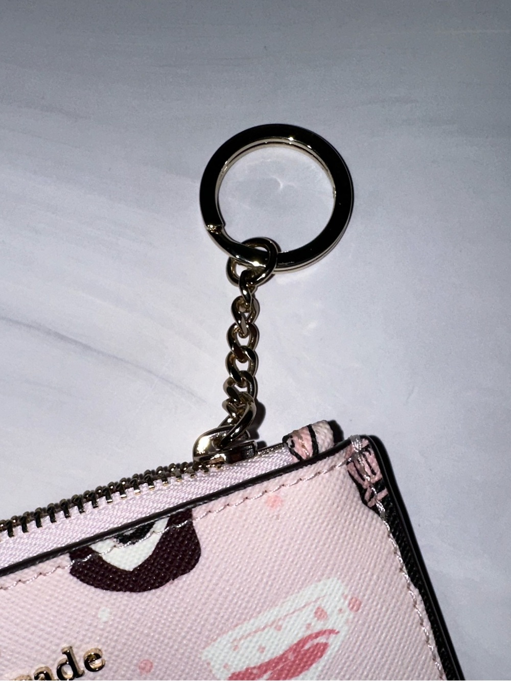 Kate Spade Bitsy Wallet Keychain Champagne Toss Pink Multi New! - Picture 6 of 9